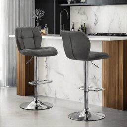 Faux Leather Adjustable Swivel Bar Stool Gray - thumbnail 7