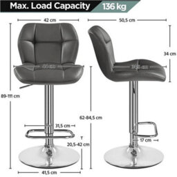 Faux Leather Adjustable Swivel Bar Stool Gray - thumbnail 2