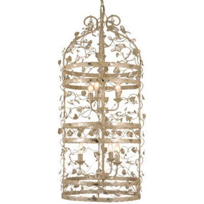 Luminosa Lighting Luminosa Michelan 6 Light Wire Frame Pendant Ceiling Light Beige Gold