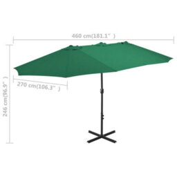 Berkfield Outdoor Parasol With Aluminium Pole 460X270 Cm Green - thumbnail 8