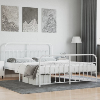 Berkfield Metal Bed Frame With Headboard And Footboard White 183X213 Cm - image 1