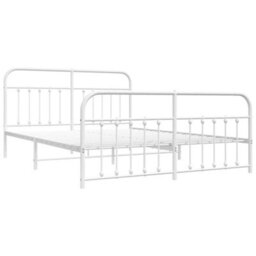 Berkfield Metal Bed Frame With Headboard And Footboard White 183X213 Cm - thumbnail 5
