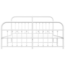 Berkfield Metal Bed Frame With Headboard And Footboard White 183X213 Cm - thumbnail 6