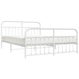 Berkfield Metal Bed Frame With Headboard And Footboard White 183X213 Cm - thumbnail 3