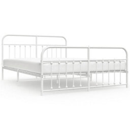 Berkfield Metal Bed Frame With Headboard And Footboard White 183X213 Cm - thumbnail 2