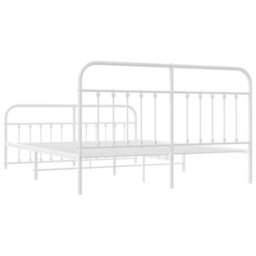 Berkfield Metal Bed Frame With Headboard And Footboard White 183X213 Cm - thumbnail 8