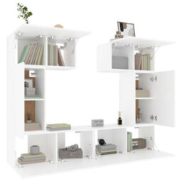 Berkfield 6 Piece Tv Cabinet Set White Engineered Wood - thumbnail 4