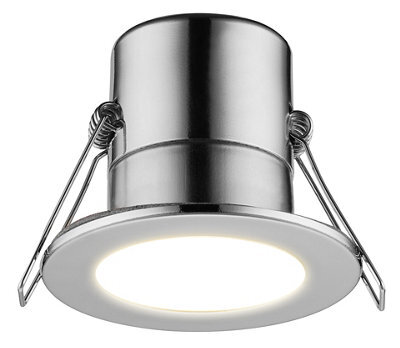 Luceco Eco Silver Chrome Effect Fixed Led Fire-Rated Cool White Downlight 5W Ip65 - image 1