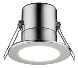 Luceco Eco Silver Chrome Effect Fixed Led Fire-Rated Cool White Downlight 5W Ip65 - thumbnail 1
