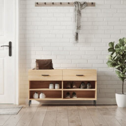 Walplus Shoe Bench Sonoma Oak 102X35X55 Cm Engineered Wood - thumbnail 1
