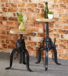 Buttercup Farm Cosmo Industrial Small Crank Table - Solid Mango Wood - L30 X W30 X H50 Cm (Extendable Upto 70 Cm) - thumbnail 4