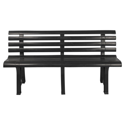 Urbn-Living Urbnliving 3 Seater Classic Garden Plastic Bench Outdoor Patio Deck Picnic Furniture 1.45M(Width), Anthracite - image 1