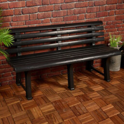 Urbn-Living Urbnliving 3 Seater Classic Garden Plastic Bench Outdoor Patio Deck Picnic Furniture 1.45M(Width), Anthracite - thumbnail 4