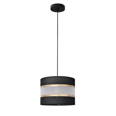 Luminosa Lighting Luminosa Helen Cylindrical Pendant Ceiling Light Black, Gold 20Cm