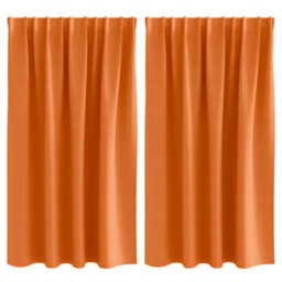 Berkfield Curtains 2 Pcs Bright Orange 140 X 140 Cm Polyester - thumbnail 2