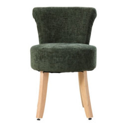 Living And Home Modern Green Chenille Vanity Stool With Rubberwood Legs, 43Cm W X 43.5Cm D X 70Cm H - thumbnail 4