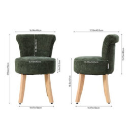 Living And Home Modern Green Chenille Vanity Stool With Rubberwood Legs, 43Cm W X 43.5Cm D X 70Cm H - thumbnail 5