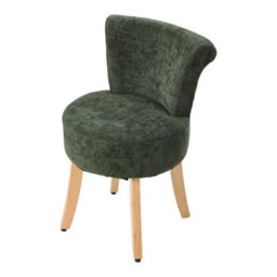 Living And Home Modern Green Chenille Vanity Stool With Rubberwood Legs, 43Cm W X 43.5Cm D X 70Cm H - thumbnail 1