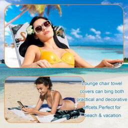 Beach Chair Cover, Microfiber Lounger Towel With Side Pockets For Mat, Vacation Or Pool Cover - thumbnail 4