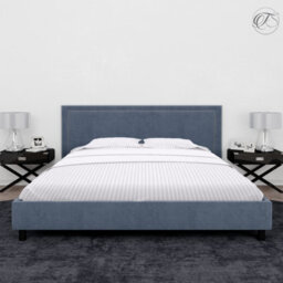 Neel Blue 300Tc White Fitted Sheet Satin Stripe, Super King Size, 180Cmx200Cmx30Cm