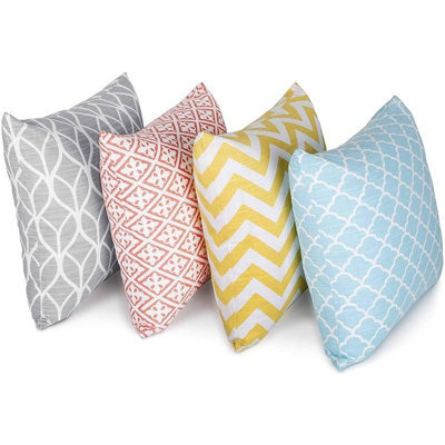 Penguin Home Set Of 4 - Decorative Geometric Pattern Double Sided Square Cushion Covers - image 1