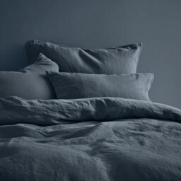 Where Saints Go Ltd Duvet Cover & Pillowcase Set - Denim Blue - Washed Cotton - Single - thumbnail 2
