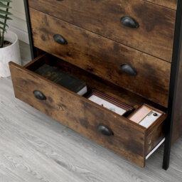 Furniturehmd Rustic Brown 4 Drawers Chest Storage Sideboard Cabinet With Metal Handle For Bedroom,kitchen,living Room - thumbnail 3