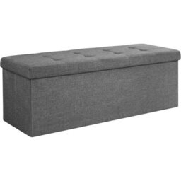 Songmics Cushioned Storage Bench, Portable Ottoman With Lid, Great For Living Room, Hallway, Bedroom, Dark Grey - thumbnail 8