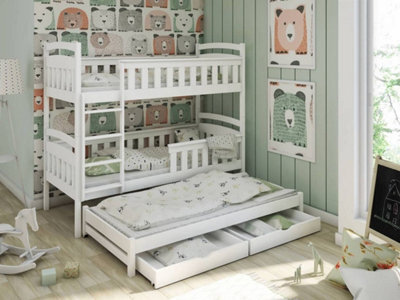 Arte White Harriet Bunk Bed With Trundle - Elegant & Practical (H1640mm W1980mm D980mm) - image 1