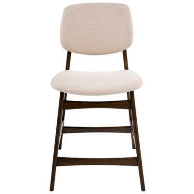 Wyld And Coco Set Of 2 Brown Rubberwood Bar Chairs With Beige Boucle Seats, W53 X D62 X H98Cm - image 1