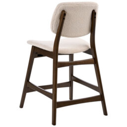 Wyld And Coco Set Of 2 Brown Rubberwood Bar Chairs With Beige Boucle Seats, W53 X D62 X H98Cm - thumbnail 6