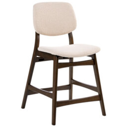 Wyld And Coco Set Of 2 Brown Rubberwood Bar Chairs With Beige Boucle Seats, W53 X D62 X H98Cm - thumbnail 5