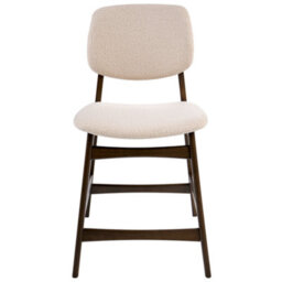 Wyld And Coco Set Of 2 Brown Rubberwood Bar Chairs With Beige Boucle Seats, W53 X D62 X H98Cm - thumbnail 1