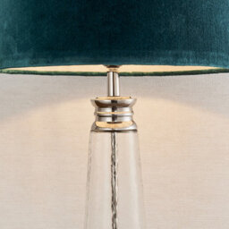 Luminosa Lighting Luminosa Winslet 1 Light Table Light Clear Hammered Glass & Teal Velvet, E27 - thumbnail 3