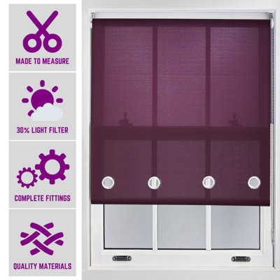 Made To Measure Daylight Roller Blind With Big Round Eyelets - (W)210Cm X (L)210Cm Aubergine By Furnished - image 1