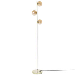Beliani Floor Lamp Gold Steel, 3 Round Smoked Glass Shades, Modern Glam Living Room Lighting - thumbnail 4