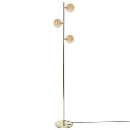 Beliani Floor Lamp Gold Steel, 3 Round Smoked Glass Shades, Modern Glam Living Room Lighting - thumbnail 3