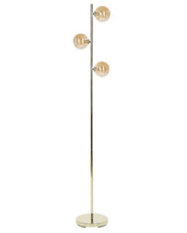 Beliani Floor Lamp Gold Steel, 3 Round Smoked Glass Shades, Modern Glam Living Room Lighting - thumbnail 2