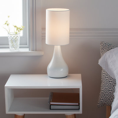GoodHome Tertrez Classic Teardrop Satin White Table Light - image 1