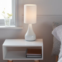 GoodHome Tertrez Classic Teardrop Satin White Table Light - thumbnail 1