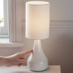 GoodHome Tertrez Classic Teardrop Satin White Table Light - thumbnail 2