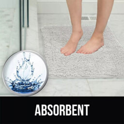 Ameha White Chenille Mat 40X60Cm, Extra Soft, Non-Slip, Absorbent Bath Rug & Doormat - thumbnail 2