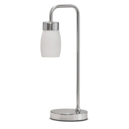 Lighting Supermarket Arch Satin Silver Vintage Industrial Table Lamp With Marino Glass Shade - thumbnail 1