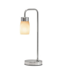Lighting Supermarket Arch Satin Silver Vintage Industrial Table Lamp With Marino Glass Shade - thumbnail 2