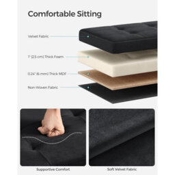 Songmics Small Foldable Ottoman With Storage, Cube Footrest Bench For Living Room Or Bedroom, Ink Black - thumbnail 3