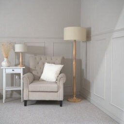 Valuelights Victoria Traditional Light Wood Candlestick Table Lamp With Cream Shade - thumbnail 4
