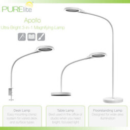 Purelite Apollo 3-In-1 Led Magnifying Floor Table And Clamp Lamp 3X 12.7Cm Lens - thumbnail 3