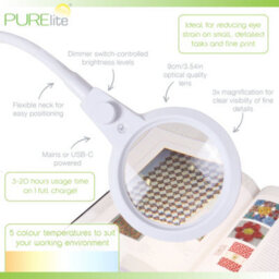 Purelite Apollo 3-In-1 Led Magnifying Floor Table And Clamp Lamp 3X 12.7Cm Lens - thumbnail 4