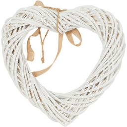 Biznest Heart With Ribbon Wall Hanging Wicker Ornament Rustic White Home Deco Artwork Sculpture Special Occasions Gift Idea 35Cm - thumbnail 2