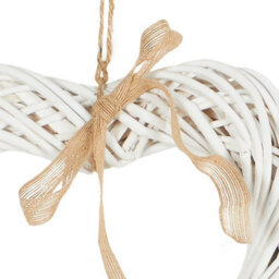 Biznest Heart With Ribbon Wall Hanging Wicker Ornament Rustic White Home Deco Artwork Sculpture Special Occasions Gift Idea 35Cm - thumbnail 3